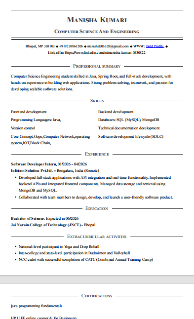 Resume Preview